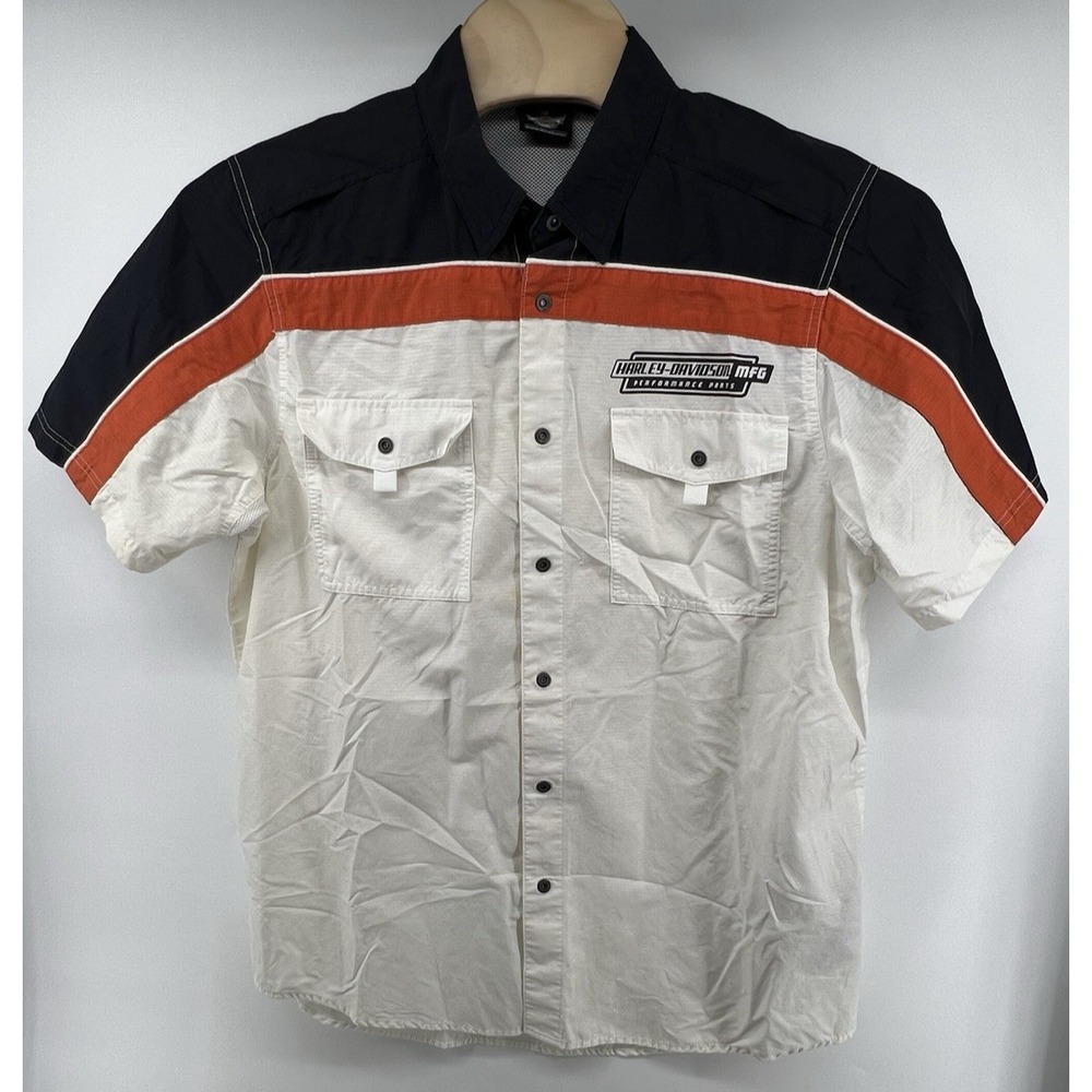 Harley Davidson Motorcycles Ripstop Snap Button Front Shirt XL Nylon Blend